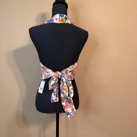 Willow Root Floral Wrap Halter Top Retro Summer Boho Festival Crop Tank Large - Picture 7 of 7